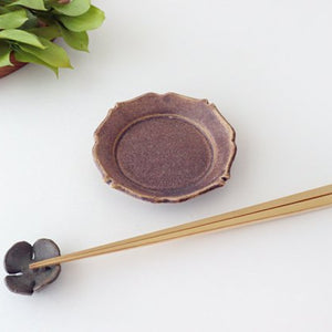 Flower plate small Azuki pottery Ozenre kiln