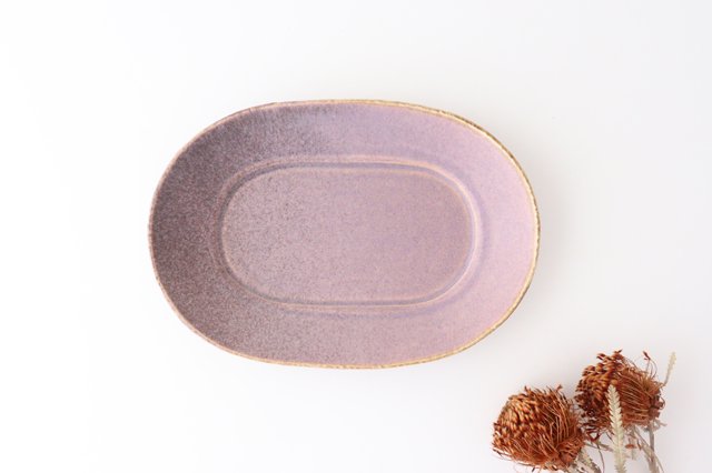 Oval plate medium Azuki pottery Ozenre kiln