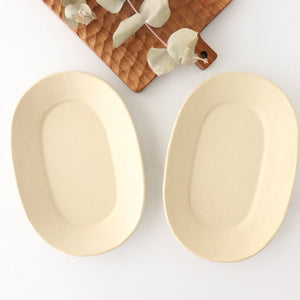 Oval plate small white pottery Ozenre kiln