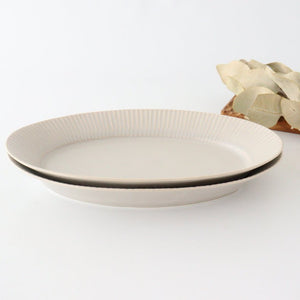 Shinogi Oval Plate L Sherbet Gray Porcelain Koyo Kiln Arita Ware