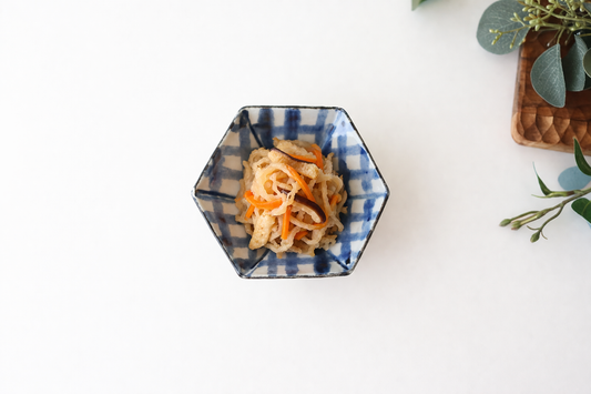 Hexagonal Small Bowl Semi-porcelain Check | Kobachi Arita Ware