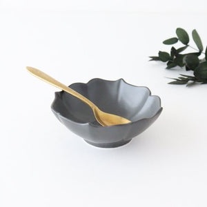 Kikyobuchi small bowl, black matte porcelain, Arita ware