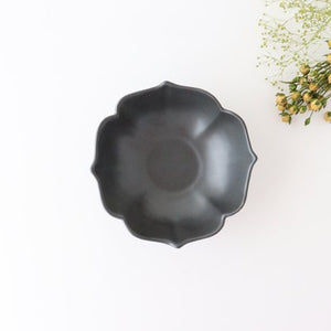 Kikyobuchi small bowl, black matte porcelain, Arita ware