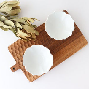 Kikyobuchi small bowl, white mat, porcelain, Arita ware