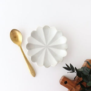 Round chrysanthemum salt plate, gray matte, porcelain, Arita ware