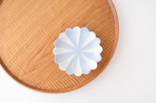 Round chrysanthemum salt plate, cobalt matte, porcelain, Arita ware