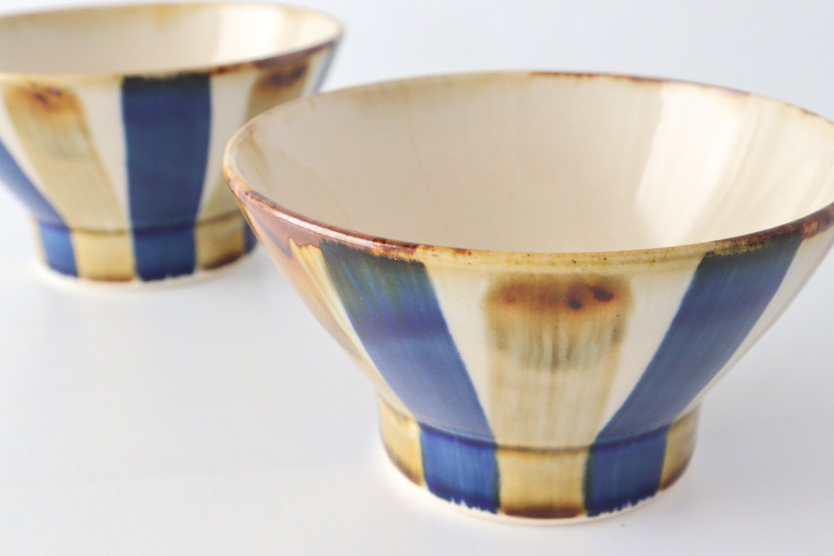 Kurawanka Rice Bowl Two-color Stripes| Hasami Ware