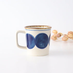 Mug round row pottery blue indigo Hasami ware