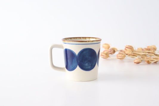 Mug round row pottery blue indigo Hasami ware