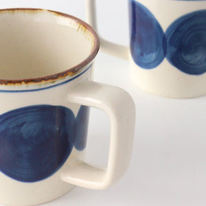 Mug round row pottery blue indigo Hasami ware