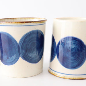 Mug round row pottery blue indigo Hasami ware