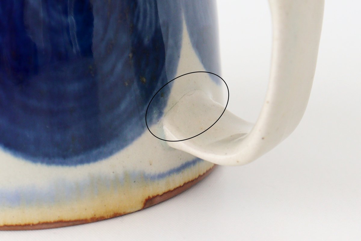 Mug round row pottery blue indigo Hasami ware