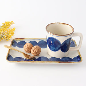 Mug round row pottery blue indigo Hasami ware