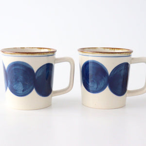 Mug round row pottery blue indigo Hasami ware