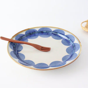 2.4 plate round row pottery blue indigo Hasami ware