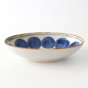 Oval bowl round row pottery blue indigo Hasami ware