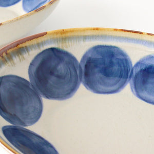 Oval bowl round row pottery blue indigo Hasami ware