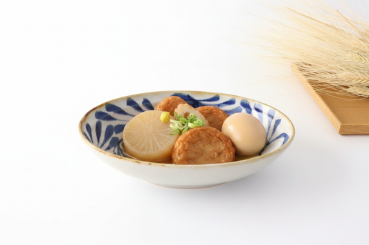Oval Bowl Blue Arabesque | Serving Bowl Hasami Ware