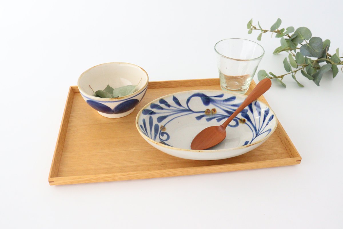 Oval Bowl Blue Arabesque | Serving Bowl Hasami Ware