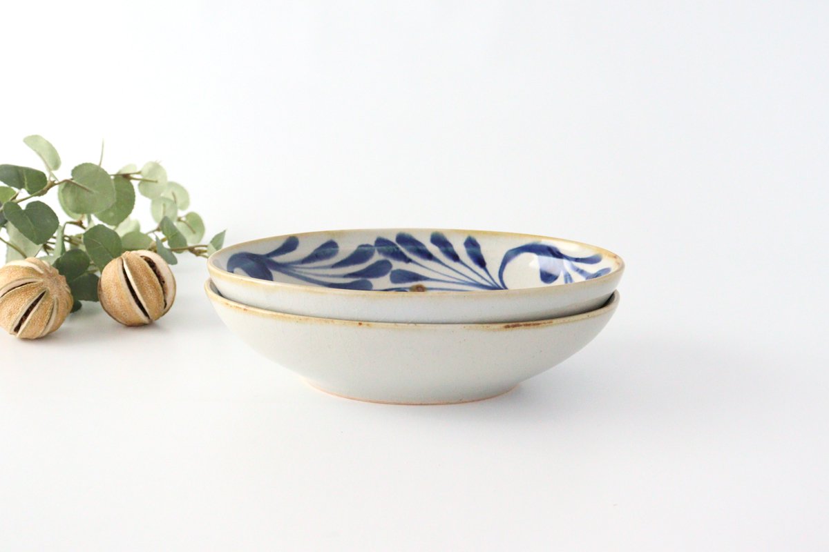 Oval Bowl Blue Arabesque | Serving Bowl Hasami Ware