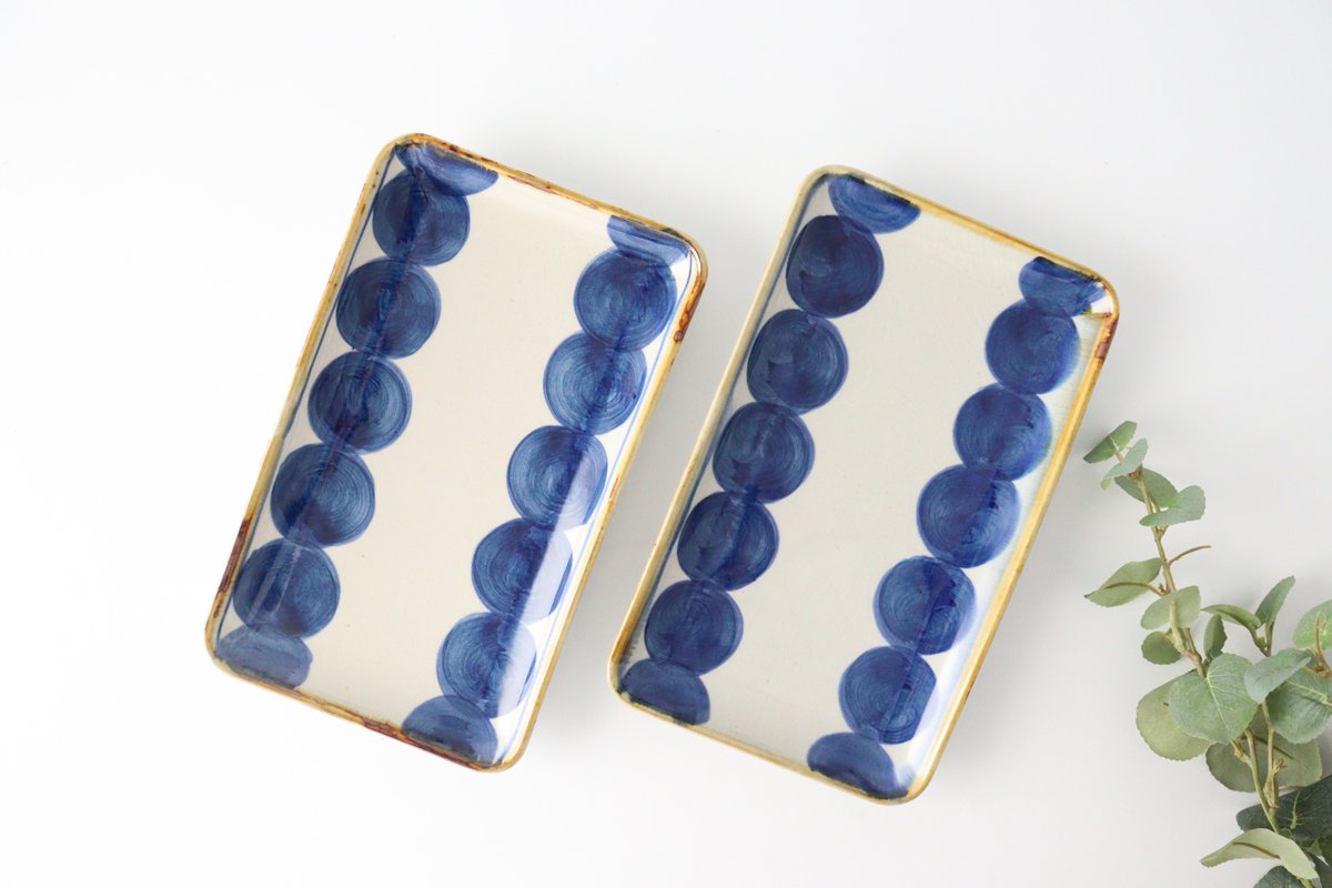 Rectangle Plate Round-row Indigo | Sushi Plate Hasami Ware