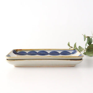 Rectangle Plate Round-row Indigo | Sushi Plate Hasami Ware