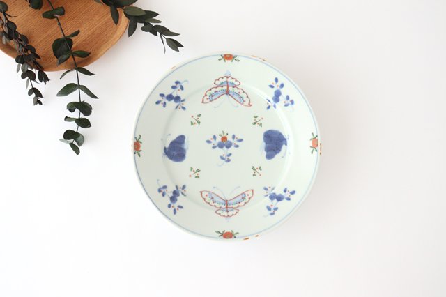 Round plate 19.5cm/5.9in Tenkei Flower and Butterfly Porcelain Arita Ware