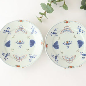 Round plate 19.5cm/5.9in Tenkei Flower and Butterfly Porcelain Arita Ware