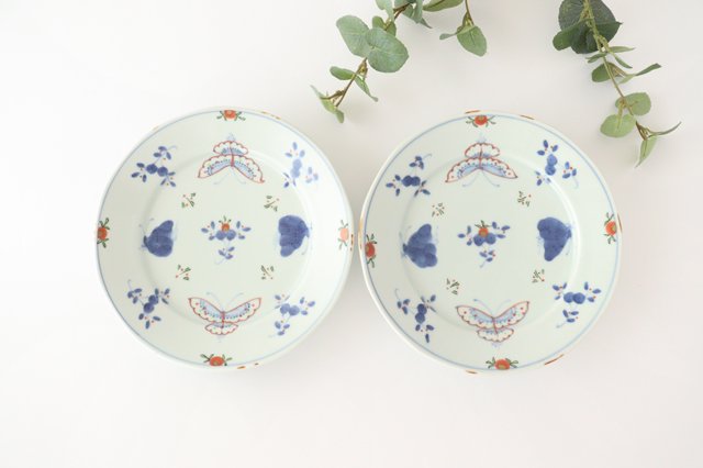 Round plate 19.5cm/5.9in Tenkei Flower and Butterfly Porcelain Arita Ware