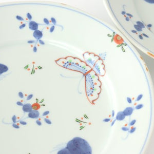 Round plate 19.5cm/5.9in Tenkei Flower and Butterfly Porcelain Arita Ware