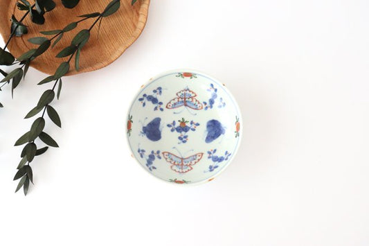 Small round plate 10.5cm/5.9in Tenkei Flower and Butterfly Porcelain Arita Ware