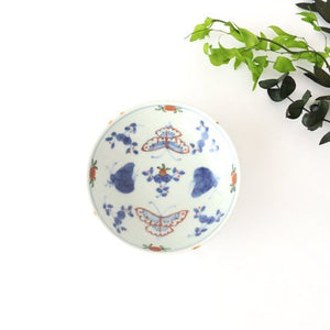 Small round plate 10.5cm/5.9in Tenkei Flower and Butterfly Porcelain Arita Ware