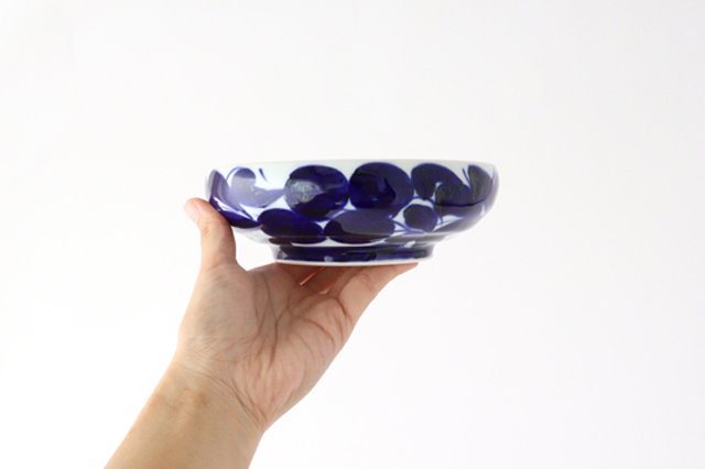 Round Large Bowl Blue Flowers 16㎝/6.3in | Serving Bowl Hasami Ware