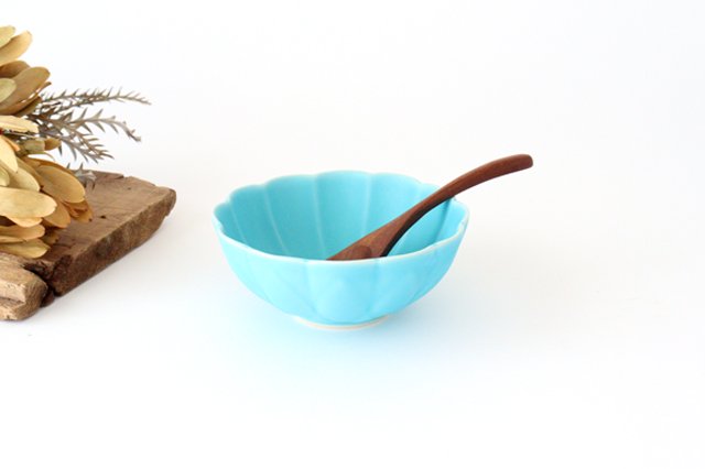 Lotus-shaped small bowl, Turkish blue, porcelain, Hasami ware