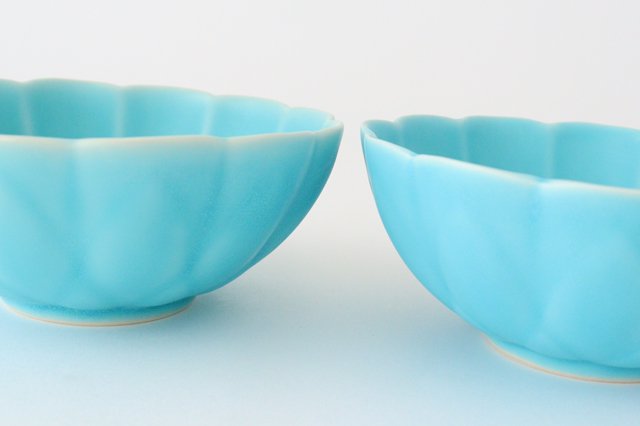 Lotus-shaped small bowl, Turkish blue, porcelain, Hasami ware