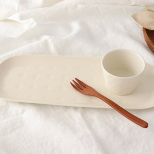 Long plate vanilla porcelain rondo Hasami ware