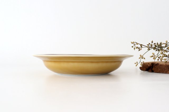 [Mizuki x Uchiru collaboration] 21cm rim deep dish line porcelain Hasami ware