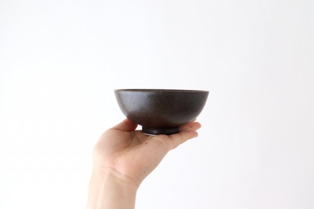 Tea bowl black matte porcelain Arco Mino ware