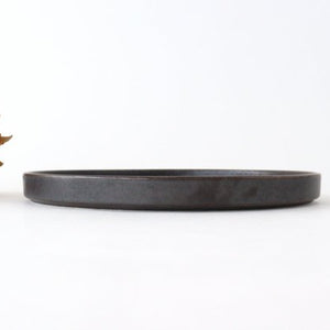 Round plate 24.5cm black matte porcelain Arco Mino ware