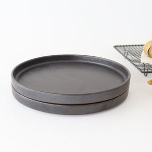 Round plate 24.5cm black matte porcelain Arco Mino ware