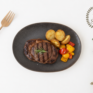Arco Oval Plate Black Matte 21.5cm/8.5in | Mino Ware
