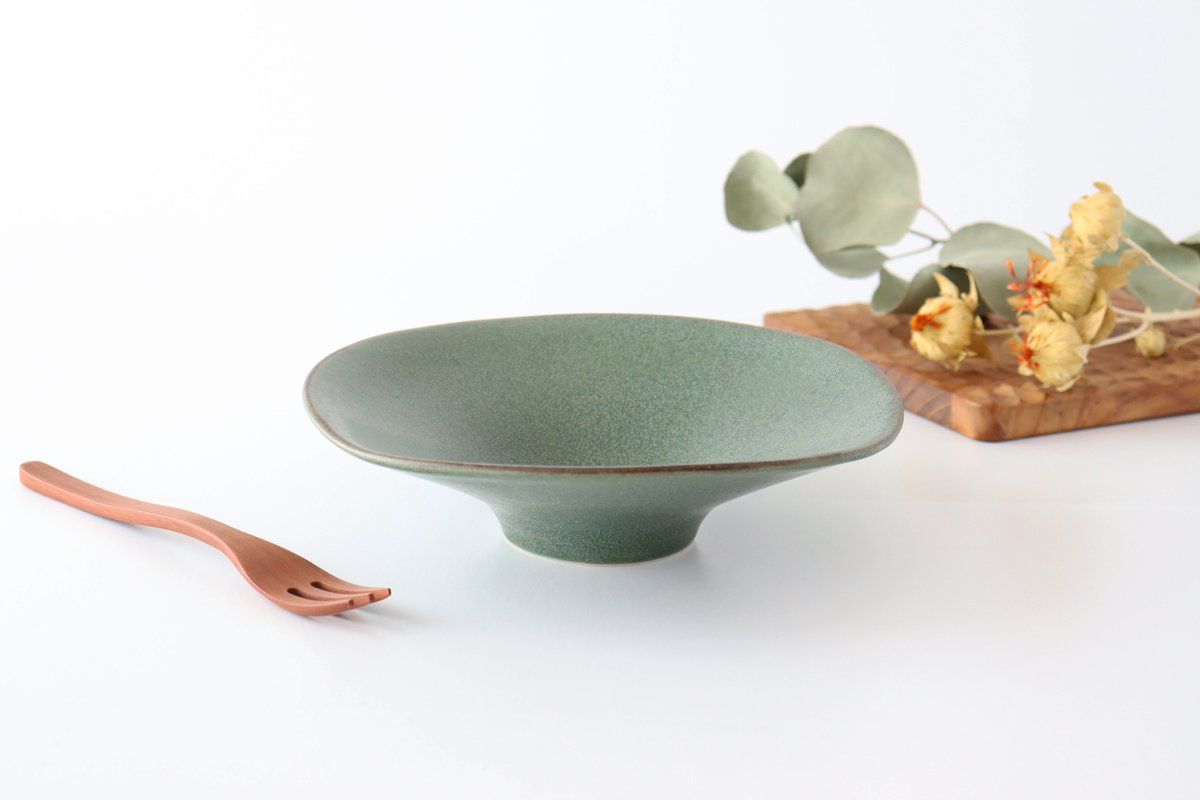 Morning glory bowl green porcelain kei Mino ware