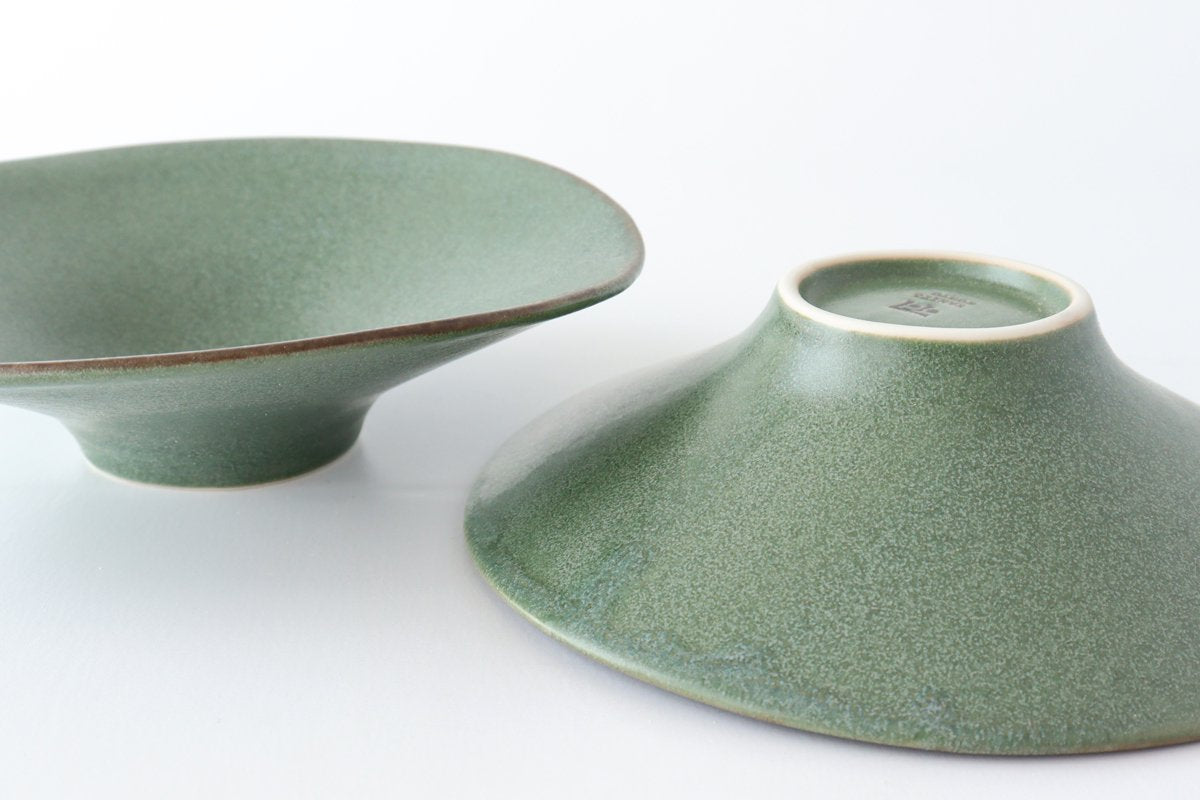 Morning glory bowl green porcelain kei Mino ware