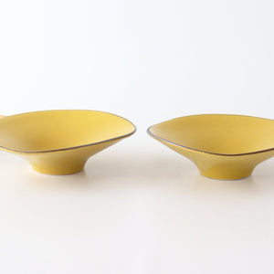 Morning glory bowl mustard porcelain kei Mino ware