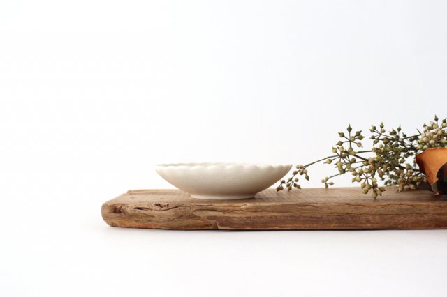 Small Chrysanthemum-shaped Plate Matte White | Mino Ware