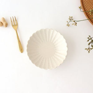 Small Chrysanthemum-shaped Plate Matte White | Mino Ware