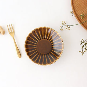 Small Chrysanthemum-shaped Plate Brown | Mino Ware