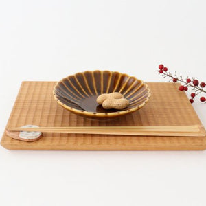 Small Chrysanthemum-shaped Plate Brown | Mino Ware