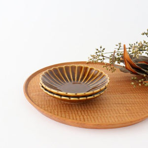 Small Chrysanthemum-shaped Plate Brown | Mino Ware