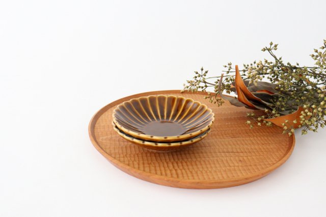 Small Chrysanthemum-shaped Plate Brown | Mino Ware